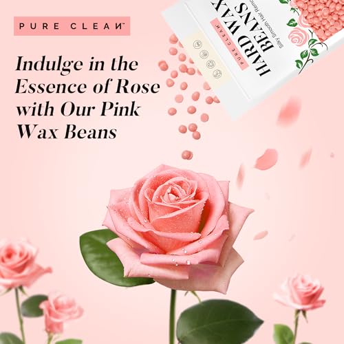 PURECLEAN Hard Wax Beads, 300g Pink Rose Hair Removal Wax Beans for Sensitive Skin, Multi-Use for Face, Bikini, Eyebrows, Underarms, Leg, Full Body - Suitable for All Wax Warmers (Pack of 3)