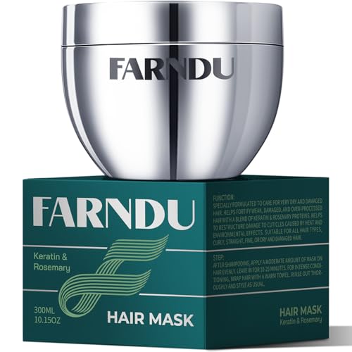 Hair Mask for Damaged Hair, Rosemary Keratin Collagen Deep Repair Conditioning Hydrating Hair Mask for Dry Damaged Frizzy Hair 10.15oz 300ml
