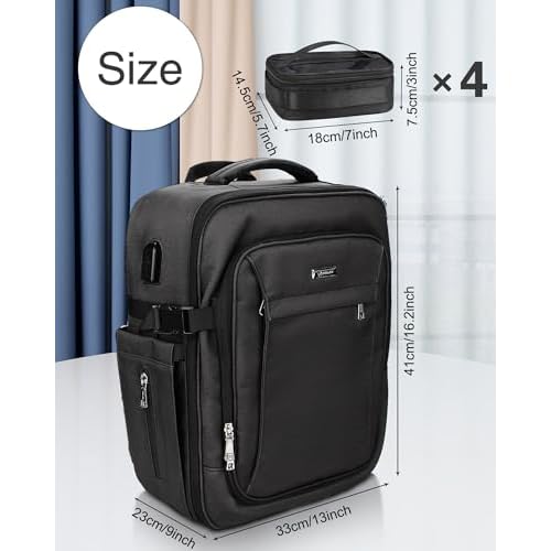 Relavel Makeup Backpack - Extra Large Train Case with 4 Pack Clear Bags, Professional Makeup Artist Kit Set Bag