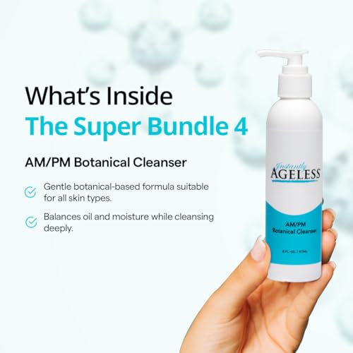 Instantly Ageless SUPER BUNDLE 4 - Instant Face Lift Cream In A Box 25 Vials, Moisture Lift Face Moisturizer, Sands Of Time Facial Scrub, Botanical Cleanser Skin Care Set for All Skin Type