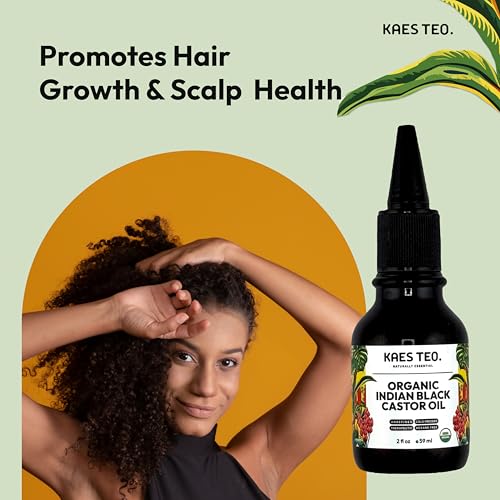 Organic Black Castor Oil for Hair Growth - Not Jamaican Black Castor Oil, 100% Pure Cold Pressed Hexane Free - USDA Certified, Skin, Nail, Scalp, Face, Thicker Eyebrows, Lashes 2 Fl Oz