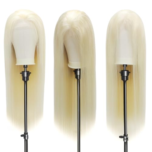 Straight Lace Front Wigs, 13x4 HD Transparent Straight Lace Frontal Wigs Human Hair with Baby Hair 180% Density Bleached Knots Virgin Glueless Human Hair Wigs (Blonde, 28 inch)