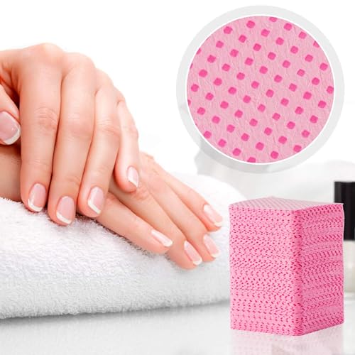 MAQIHAN 1500 Lint Free Nail Wipes - Pink Acetone Nail Polish Remover Wipes Lint Free Nail Wipes Pads Gel Nails No Lint Nail Glue Wipes Eyelash Extensions Toallitas Para U?as Sin Pelusa Nail Supplies