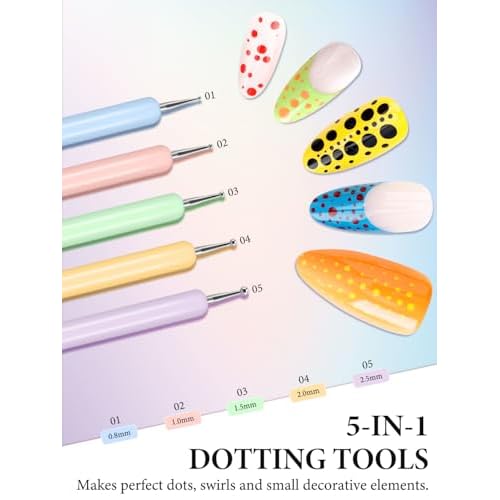 10 Pcs Nail Art Brushes Set, Nail Dotting Tools, French Tip Tool, Nail Art Deign Tools with Builder Gel Brush Polish Extension Brush Thin Liner Detail Painting Brushes, Nail Tech Supplies Kit