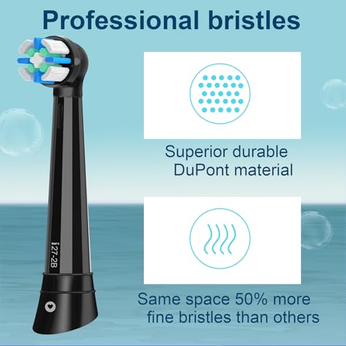 iO Replacement Heads Compatible with Oral B IO 2/3/4/5/6/7/8/9/10 Series Electric Toothbrush,Compatible with Oral B io Series Toothbrush Heads with Medium Bristles,Black
