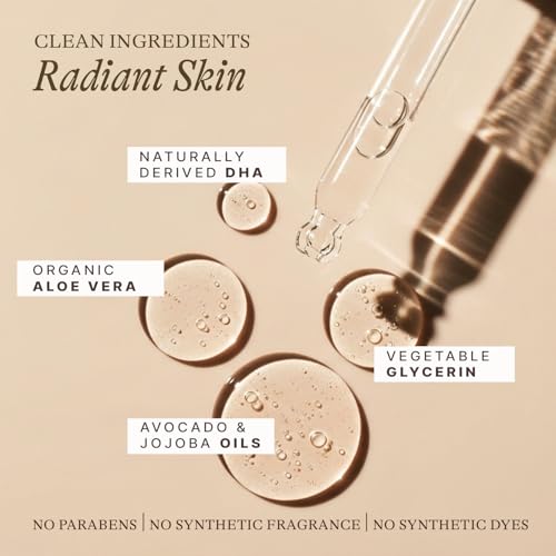 Self Tanning Drops - USA Made with Natural & Organic Ingredients, Medium Face Tanning Drops to Add to Lotion, Moisturizing Bronzing Tanner for Face & Body, Toxin Free Tanner for Fake Tan