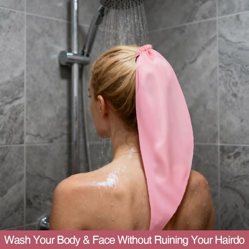 Waterproof Hair Sleeve for Long Hair, Crown Washing Shower Cap Ponytail,Waterproof Hair Sleeve Reusable Ponytail Bathing Hat, A Quick Root Refresh Shower Hair Wash Accessory for Your Pony Tail (1 PCS)