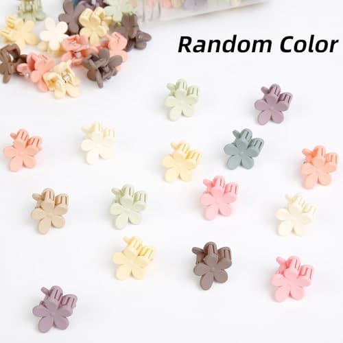 TERSE Mini Flower Hair Clip for Women Girls - 50Pcs Colorful Baby Hair Clips Cute Small Hair Clips Mini Claw Clips Strong Grip Toddler Hair Accessories for Hair Styling