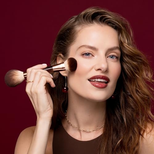 Real Techniques Cherry On Top It¡¯s All Blush Brush, Dual-Ended & Multipurpose Makeup Brush for, Powder, Liquid & Cream Blush, Synthetic Bristles, Vegan & Cruelty-Free Face Brush, 1 Count
