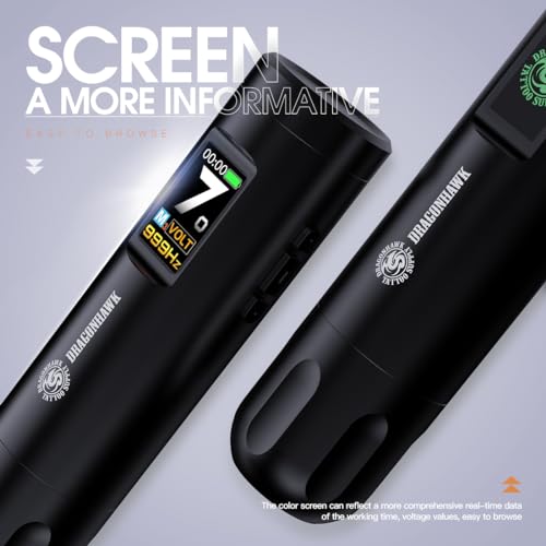 Dragonhawk Tattoo Kit X7 Tattoo Gun Kit Pen Machine Wireless Rotary Complete Tattoo Kit Smart Display 2 Replaceable Batteries 1,800mAh - Brushless Tattoo Motor by Mcore
