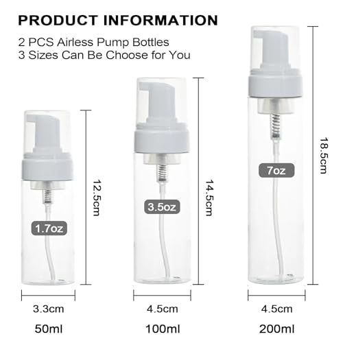 Foam Pump Bottle 7oz 2Pcs Foaming Soap Dispenser 200ml Foaming Spray Bottle Empty Travel Foam Bottle Clear Foam Dispenser for Hand Soap Toiletries Shampoo Lotion