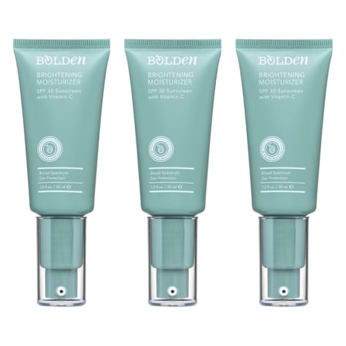 Bolden SPF 30 Brightening Face Moisturizer with Vitamin C | Broad Spectrum UVA/UVB Sunscreen | Applies Clear without Chalky Residue |1.0 FL Oz (Pack of 3)
