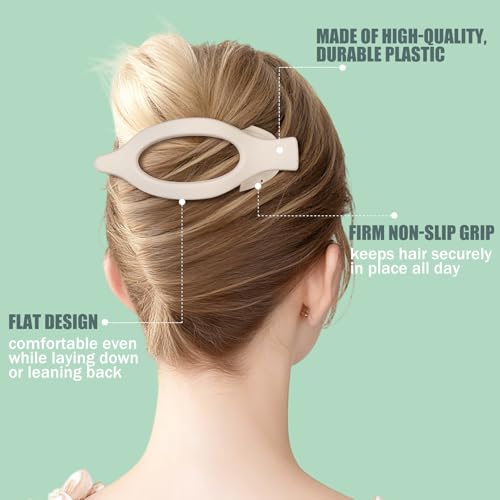 Flat Hair Clips for Women - 6 PCS French Flat Claw Clips Medium Hair Clips for Girls Large Hair Claw Clips for Thick or Thin Hair Strong Hold No Slip Hair Accessories for women (Basic)