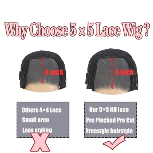 Wear and Go Glueless Burgundy Lace Front Wigs - Pre Plucked, Pre Cut Human Hair, 30 Inch Body Wave, 5x5 Lace Closure, Upgraded No Glue for Black Women