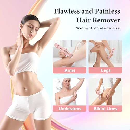 Bikini Trimmer for Women,2-in-1 IPX7 Waterproof Electric Shaver,USB Cordless Painless Electric Razors with LED Display for Legs Bikini Facial Hair Removal, Body Wet&Dry Use Razor Kit for Lady Grooming
