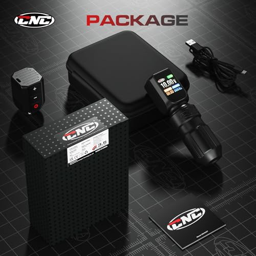 CNC Tattoo Machine Wireless Tattoo Gun Rotary Pen with 3200mAh Dual Batteries 3.5 Stroke Power Supply Digital LED Display Coreless Motor for Tattoo Professionals and Beginners CNC-M2-E77-1