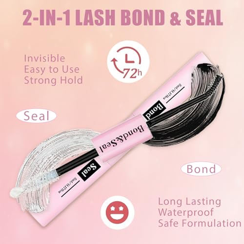 580PCS DIY Lash Clusters Kit with Lash Spikes Eyelash Clusters D Cluster Eyelash Extensions Lash Bond and Seal Glue Remover Tweezers Eyelash Shampoo Cleansing Brush Headband Wristband