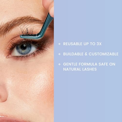 KISS Falscara DIY Eyelash Extension Lengthening Wisps - Featherlight Synthetic Reusable Artificial Eyelashes Multipack of 24 Mini Lash Clusters for that Authentic Eyelash Extension Look