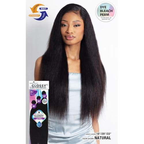 Shake-N-Go Virgin Remy Hair Weave Glossy 3 Bundles Wet & Wavy Deep Wave 14" 16" 18" (NATURAL BLACK)