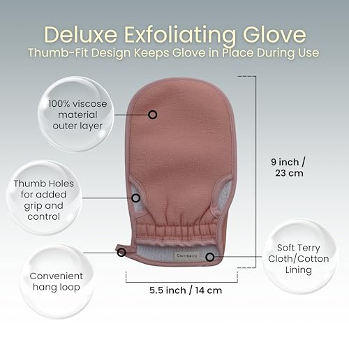 Deluxe Exfoliating Glove for Bath & Shower, Deep Cleansing Body Bath Mitt for Body Scrub, Removes Dead Skin & Improve Skin Glow (Pink - Pack of 1)
