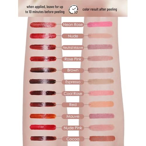 Lip Stain Peel Off Lip Liner Stain with Tweezer, Long Lasting Matte Lip Tint Tattoo, Highly Pigmented Color Lip Makeup, Waterproof Lipstick, Transfer-proof Lipstain for Women, Nude Pink