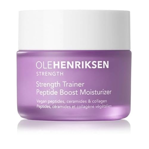 Ole Henriksen Strenth Trainer Peptide Boost Facial Moisturizer with ceramides and collagen Full Size UNBOXED 1.7 fluid ounces 50 milliliter Jar