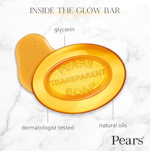 Pears Glycerin Soap Bar Variety 3-Pack, Transparent Green, Blue, and Amber Bars for Soft, Glowing Skin, 4.4 Oz Ea