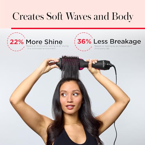 REVLON One-Step Volumizer Hair Dryer and Styler ? Easy Salon-Style Blowouts ? Less Frizz, More Shine, and Reduced Heat Damage, for All Hair Types and Lengths (Black)