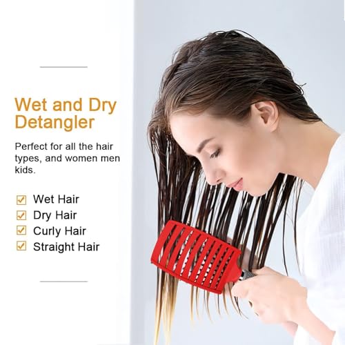 Voremy Magical Brush Detangler, Ultra Detangling Brush, For Wet Or Dry Detangling HairBrush For Men, Women And Kids, Fast Drying Styling Massage curved Hairbrush (Rainbow-A)