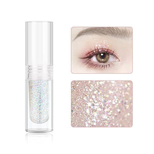Liquid Glitter Eyeshadow, Pigmented, Long Lasting, Quick Drying, Easy to Apply, Loose Glitter Glue for Eye Crystals Makeup (Transparent Flashing Colorful Sequins 01)