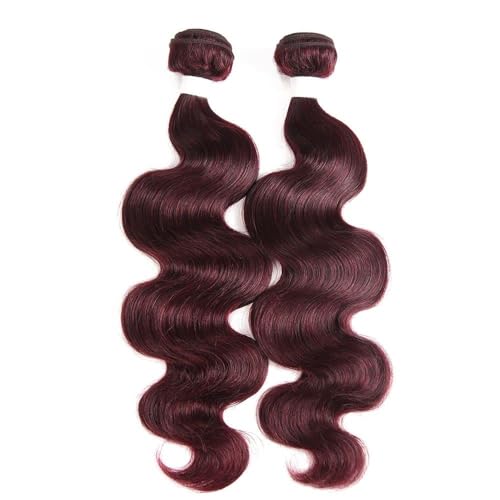 REMY HAIR 99j Bundles Body Wave Human Hair Bundles Red Burgundy Hair Extension 1 Bundle 18 Inch Brazilian Virgin Human Hair for Black Women Body Wave Bundles