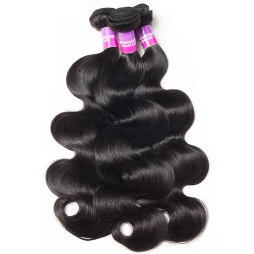 12A Human Hair Bundles 100g Body Wave Bundles Human Hair Extensions 18 Inch Brazilian Virgin Body Wave 1 Piece Deal Unprocessed Brazilian Quick Weave Extensions Natural Black