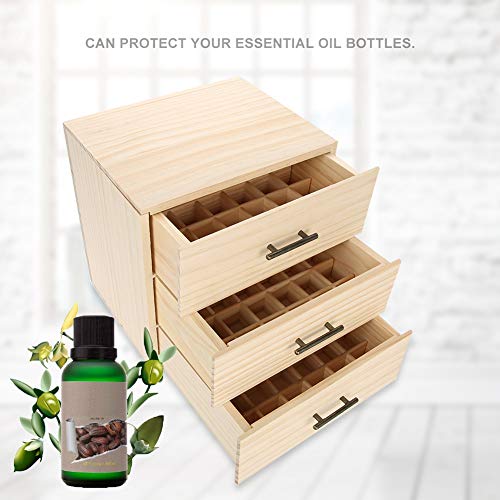 Wooden Essential Oil Storage, Essential Oil Organizer with 90 Slots Three-Tiered, 9.6 X 4.0 Inch Essential Oil Holder for Essential Oil Crystal, Jewel Organizing