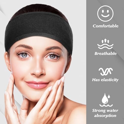 obeoby 4 Pack Spa Facial Headbands for Women, Adjustable Face Wash Headband Make Up Wrap Head Stocking Stuffers for Women Girls