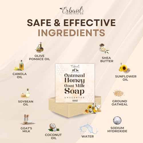 Oatmeal Soap ? Natural Oatmeal & Honey Goat Milk Bar ? Face & Body Wash for Eczema, Psoriasis, Dry, Itchy, Sensitive Skin Relief ? Unscented Soap Great for Kids, Babies ? Handcrafted, Made in USA