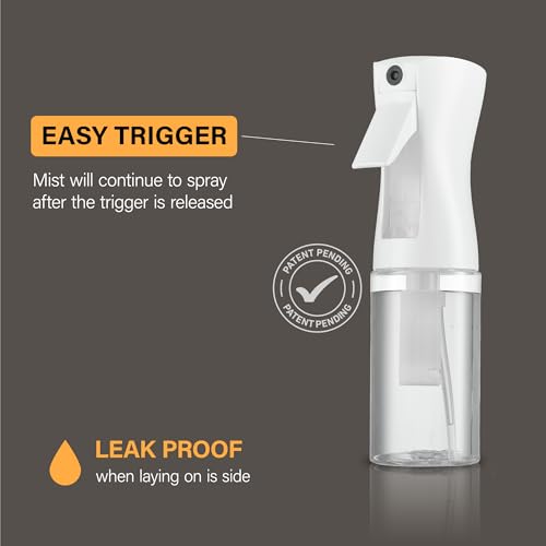 2 Pack Continuous Spray Bottles - Ultra Fine Mist Sprayer | Water Spray Bottle For Hair Mister Spray Bottle | Hair Spray Bottles For Hairstyling, Cleaning, Salons - 2pk 6.8 OZ / 200 ML