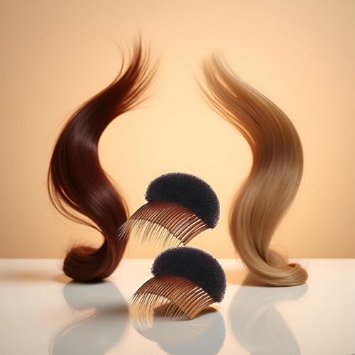 2pcs Brown Women Soft Sponge Foam Hair,Clip Hair Comb Braid Tool Styling Accessories,Base Inserts Bump Up Hair Pads Styling Stick Bun Maker Braid Tool Barrettes