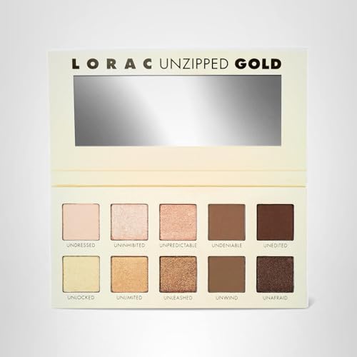 LORAC Unzipped Matte & Glitter Eyeshadow Palette, Gold | Cruelty Free, Gluten Free, Vegan