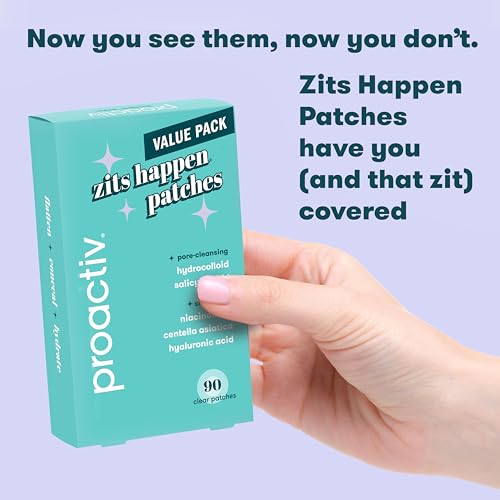 Proactiv Zits Happen¢ç Hydrocolloid Acne Patches, Pimple Patches for Face and Back Acne with Pore Cleansing Salicylic Acid, 90 Count