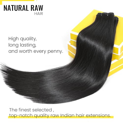 Urbeauty Raw Bundles Human Hair, No Tangle Shedding, Keep Texture Silky Soft after 89 Times Washes, 16A Raw Indian Hair Bundles Triple Lifespan Chemical Free Unprocessed Natural Raw Hair