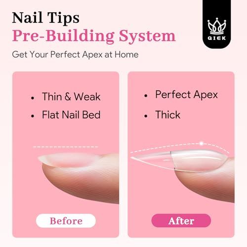 Medium Almond Pre-Building Nail Tips Kit, 15 Sizes 240 PCS Pre-shaped Apex Pink Thick Extensions Tip Soft Half Matte Press On Fake Nails Glue Gel Nail Lamp for DIY Beginners & Salon Manicure
