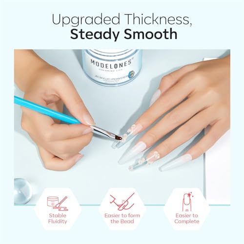 Modelones Acrylic Powder, Upgraded 4.23oz Crystal Clear Nail Acrylic Powder for Nail Art 3D Carving French Nails Extensions, Non-Yellowing, Gifts for Women