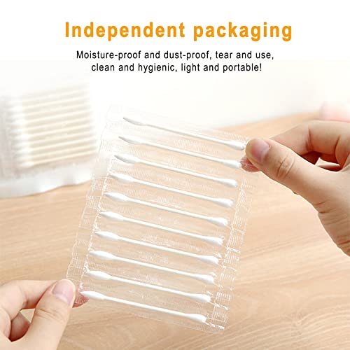Cotton Swabs, Individually Wrapped Cotton Buds, 400 Count Biodegradable Cotton Tip Applicator Suitable for Ear, Beauty Care, Cleaning, Make-up£¨Round and Pointed Shape Cotton Heads£©