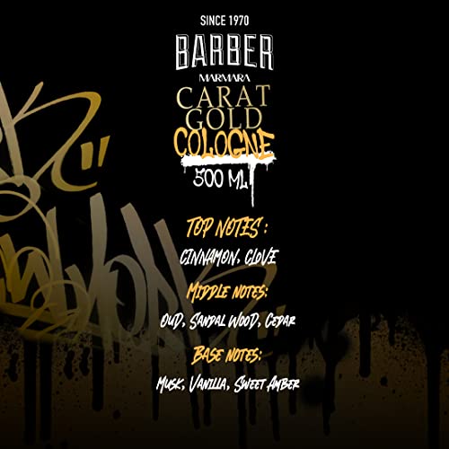 Marmara Barber Cologne - Best Choice of Modern Barbers and Traditional Shaving Fans Limited Edition Glass Bottle in Gift Box (500 ml, Gold Limited Edition)