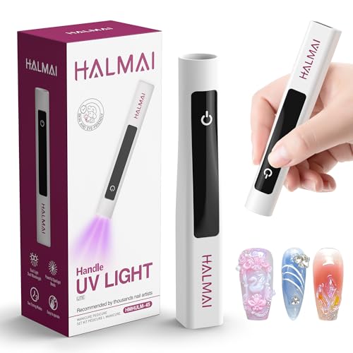 Handheld UV Nail Lamp for Gel Polish,Portable Mini Red Light with LED,Cordless Rechargeable USB Dryer,at-Home Manicure Salon Tool with Fingernail Curing,Nail Stamping & Cat Eye Magnet (White)
