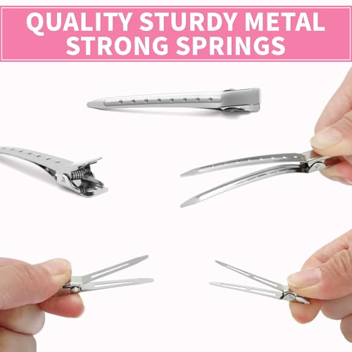 Metal Hair Clips For Women Styling 60-Piece Set | Silver Duckbill Clips with Storage Box | 3 Sizes (3.5"/1.81"/1.77") for Hair Styling, Roller Setting, Salon Use & DIY Crafts