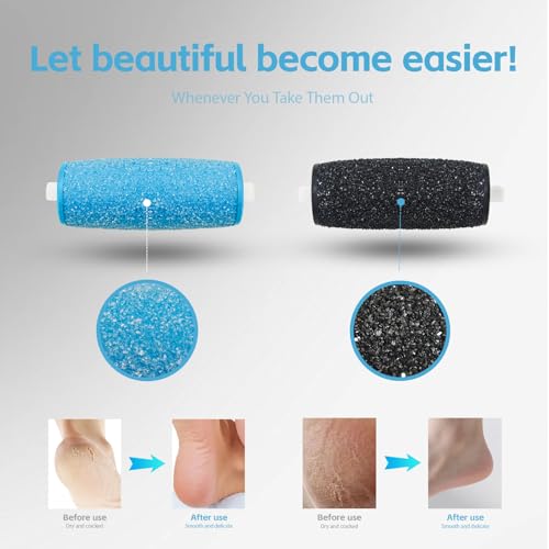 12 Pcs Replacement Rollers Head Refills Compatible with Amope Pedi-Perfect Pro Electric Callus Remover Foot File (6 Extra Coarse & 6 Regular Coarse)