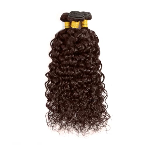Brown Bundles Human Hair Color 4 Water Wave Bundles 24 26 28 Inch Niegmeag Double Weft Dark Brown Wet and Wavy Bundle Hair Weave Brazilian Virgin Remy Hair Extensions