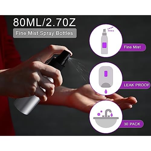 Tessco 2.7oz/ 80ml Aluminum Fine Mist Spray Bottles Reusable Metal Atomizer Bottles Fine Mist Sprayer Essential Oil Storage with Black Pump for Travel Cosmetic Perfume Toner Face Spray(50 Pcs)