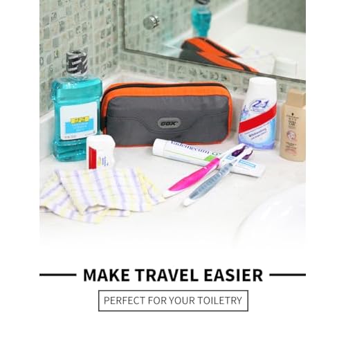 GOX Travel Toiletry Bag Dopp Kit Case for Men Multifunction Packing Organizer Pouch(Orange/Grey)